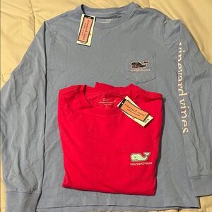 Vineyard Vines Men's Long Sleeve Shirts in Blue and Red